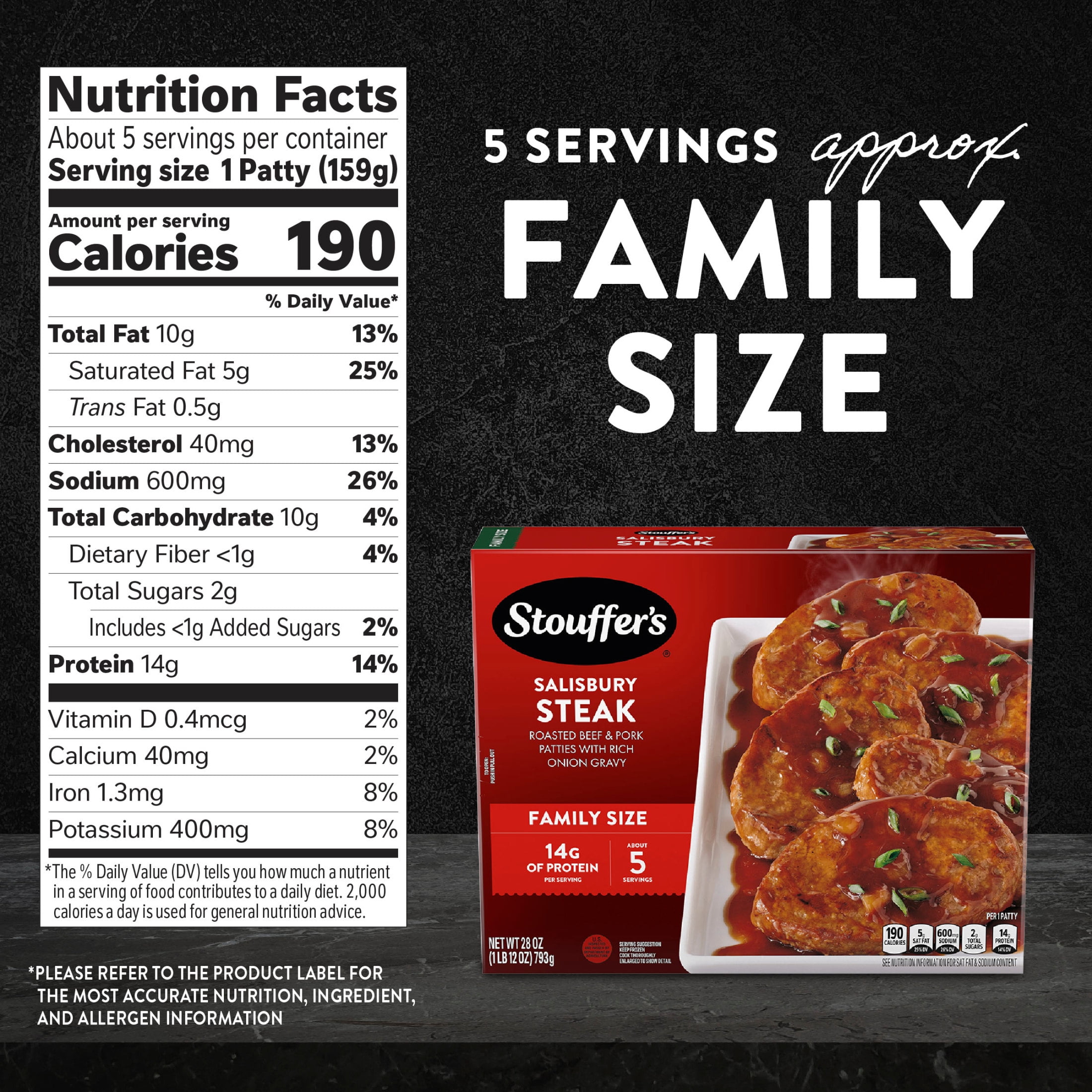 Stouffer's Large Size Salisbury Steak Frozen Dinner With Mac & Cheese - 16 Oz, 38g Protein - View #7