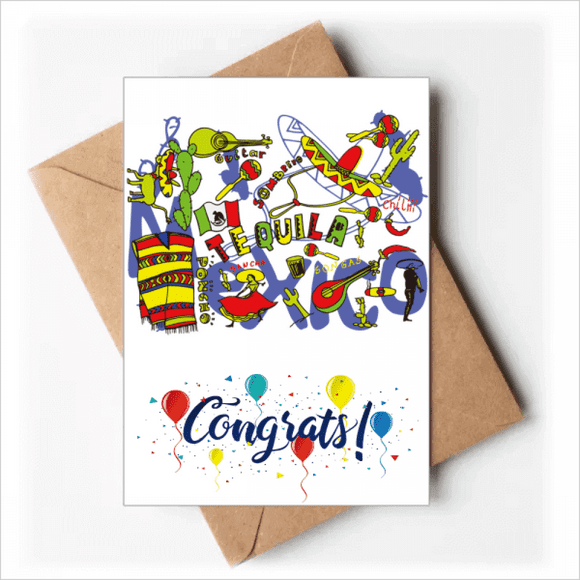 Sombrero Guitar Chili Mexico Elment Wedding Cards Congratulations Greeting Envelopes