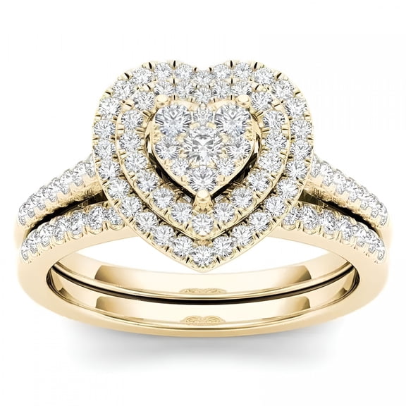 DESIGNICE Fake Wedding Ring Mother'S Day Gifts for Wife Gold Rings for Women Jewel Heart-Shaped Ring Women Index Finger Ring Fashion Couple Ring Set Jewelry Gift Fake Engagement Ring (Gold Size 5)