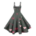thumbnail image 5 of Valentines Day Sleeveless A-line Dress with Heart Print Adjustable Straps Lightweight Evening Prom Party Dress Wine XL, 5 of 5