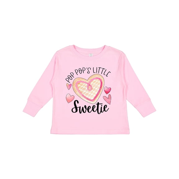Inktastic Pop Pop's Little Sweetie with Pink Heart Cookie Boys or Girls Long Sleeve Toddler T-Shirt