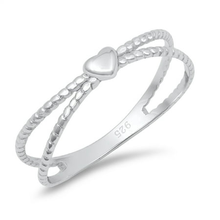 Criss Cross Heart Love Purity Christian Ring 925 Sterling Silver Band Size (The Best Christian Bands)