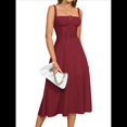 thumbnail image 2 of Vestido Midi con Corsé, Aberturas Fluidas y Cordones para Mujer, Vestido Informal de Verano de Corte A para Fiesta de Té. Rojo XXL, 2 of 9
