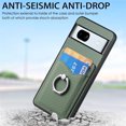 thumbnail image 2 of Carbon Fiber Patterned Case for Google Pixel 7A, Wallet case with [360°Rotation Ring Kickstand] Credit Card Holder,PU Leather Shockproof Cover Women Men for Google Pixel 7A, Green, 2 of 8