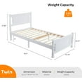thumbnail image 3 of Zimtown Twin Bed Frame,Solid Pine Wood Platform Bed Frame, Bedroom Bed with Headboard, White, 3 of 7