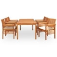 thumbnail image 4 of vidaXL Solid Acacia Wood 7/9 Piece Outdoor Dining Set with Cream/Gray Cushions, 4 of 13