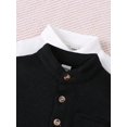 thumbnail image 2 of 2pcs/Set Baby Boys' Basic Solid Color Half Placket Button Stand Collar Top, 2 of 5