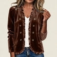 thumbnail image 7 of Guluxicc Women's Velour Dressy Jackets Ruffled Trim Long Sleeve Casual Jackets with Pockets for Everyday Fall Winter, 7 of 7