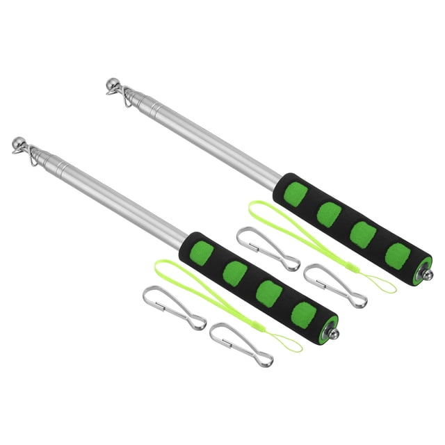 Unique Bargains 2M/6.5ft Telescopic Handheld Flagpoles,2Set Pointer Stick w Sponge Handle Green