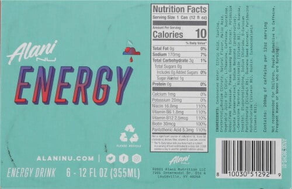 Alani NU Cherry Slush Energy Drink Multipack Cans 6 pk / 12 fl oz - Pack of 2