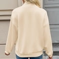 thumbnail image 6 of Sweatshirts for Women Puff Sleeve Relaxed Fit Casual Pullover with Front V Fall Versatile Comfy Tops Beige S, 6 of 7