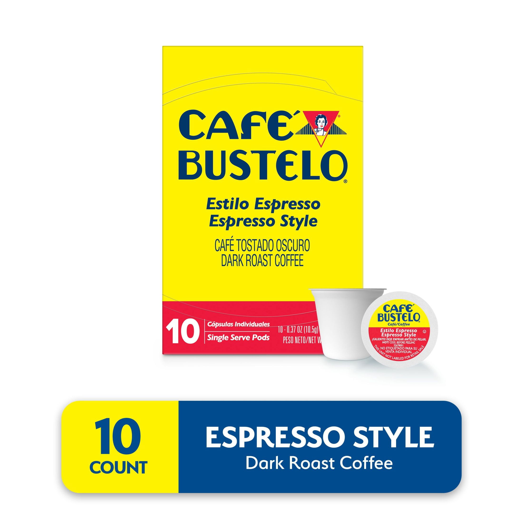 Cafe Bustelo Espresso Style Dark Roast Coffee, Single Serve Pods, 10 Count