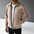 thumbnail image 6 of WIZUTIZ Suede Jacket For Men Zip Up Long Sleeve Fold Collar Work Jacket Casual Fall Winter Coat With Pockets Black Blue White, 6 of 7