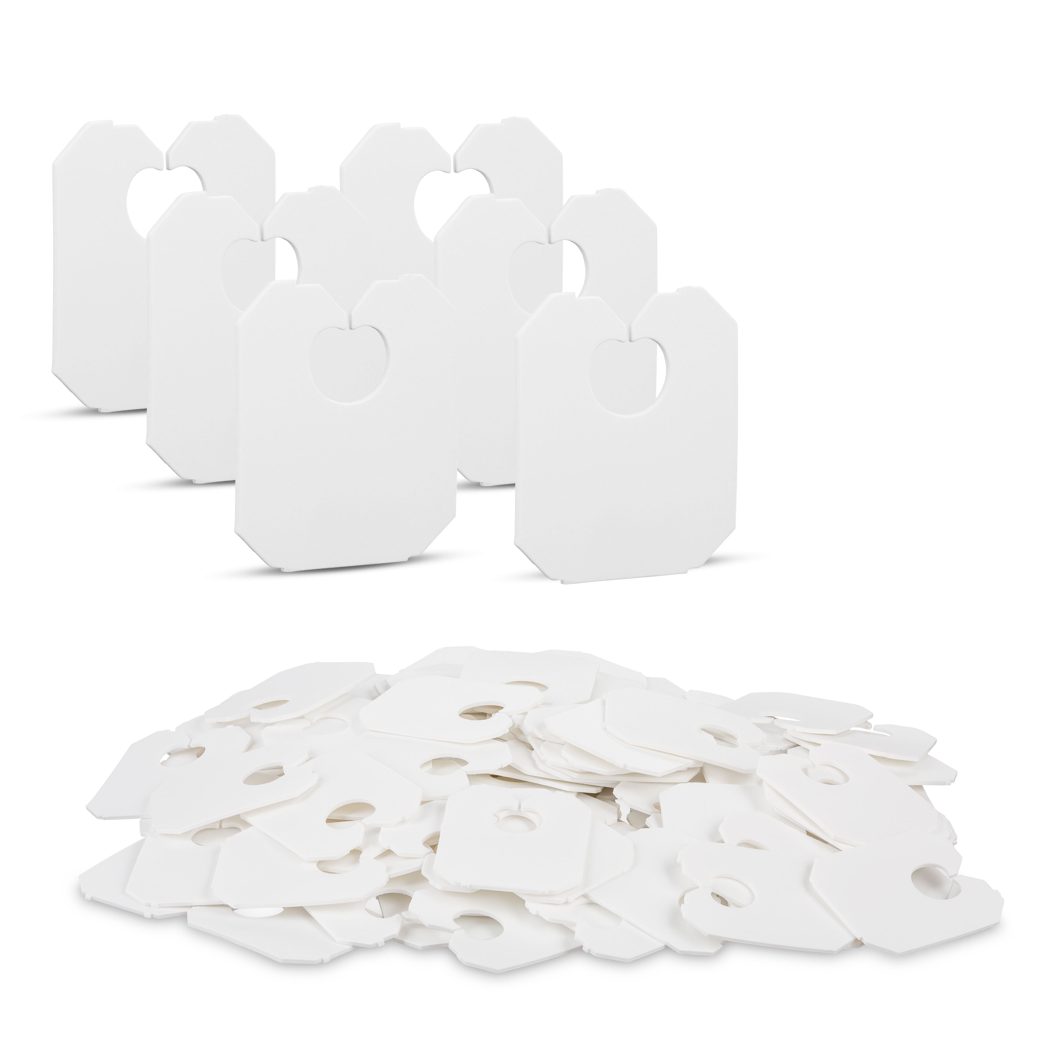 White plastic Bread clips to hold plastic bags closed, for sliced bread.  Also call Bread tags, bread tabs, bread ties or bread-bag clips Stock Photo  - Alamy