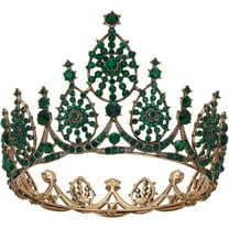 Crown for Women Girls, Wedding Tiara for Bride Vintage Queen Headband for Halloween Costume Party Prom Quinceanera Birthday Christmas, Green