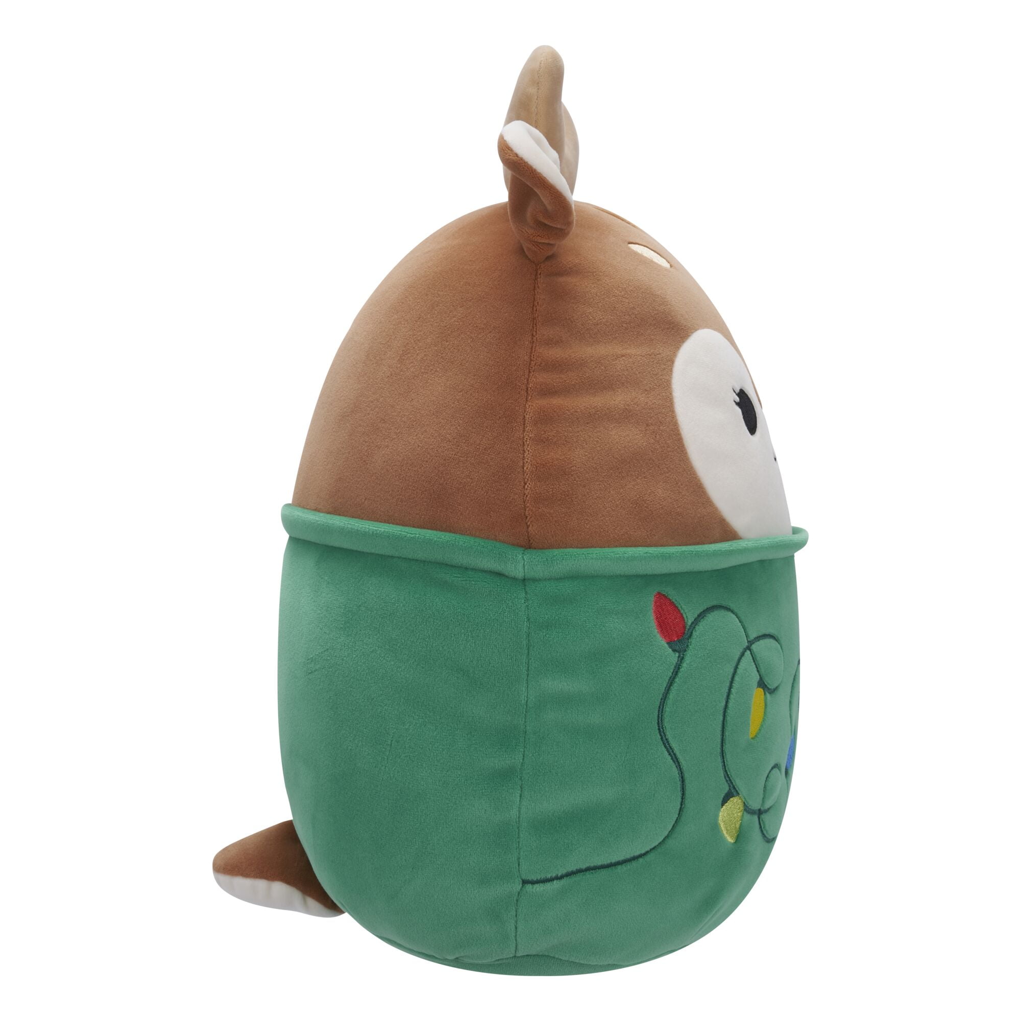 Squishmallows Official 12 inch Dawn the Brown Fawn With Green String Light Sweater - Child's Ultra Soft Stuffed Plush Toy