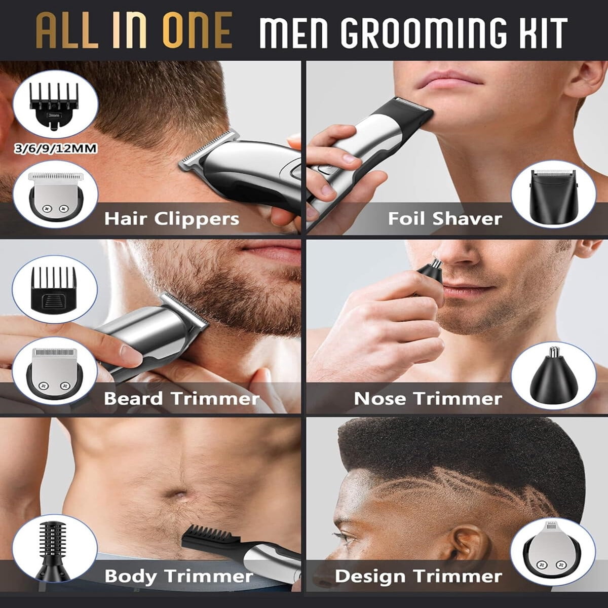 Beard Trimmer for Men, Waterproof Electric Razor for Nose,Body,Face,Mustache,Cordless Hair Clippers Shavers Grooming Kit, Gifts for Men Husband Father
