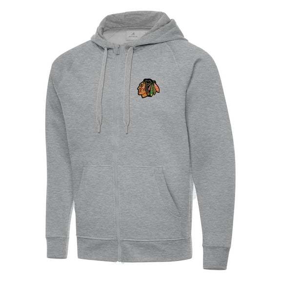Men's Antigua Heather Gray Chicago Blackhawks Big & Tall Victory Full-Zip Hoodie