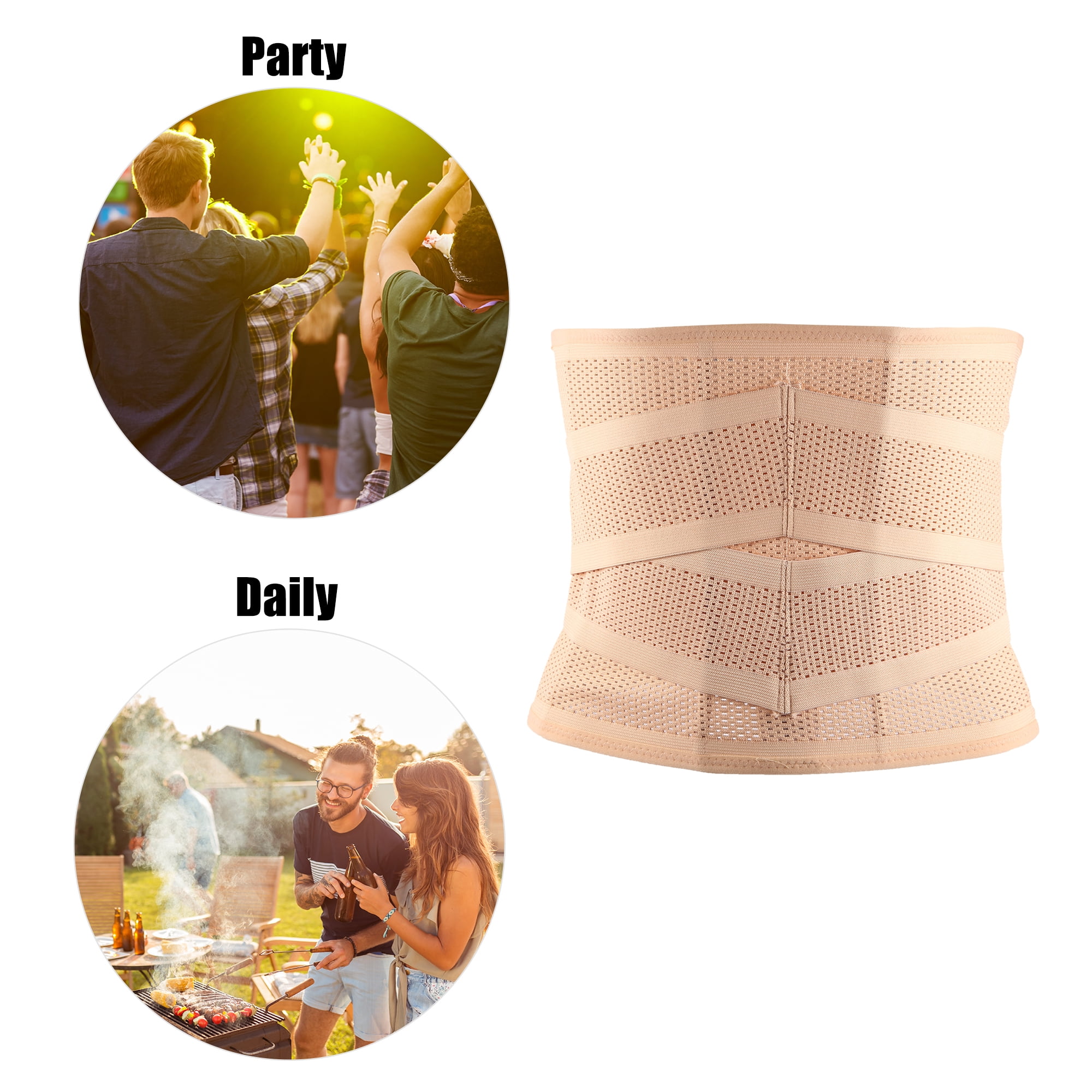 Unique Bargains Men's Abdominal Slim Belt Adjustable Waist Tummy Control Belt Beige XXL