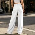 thumbnail image 6 of ClodeEU Women's High Waist Wide Leg Pants,Solid Color Loose Casual Trousers with Pockets ,Women's Plus L, 6 of 7