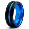 thumbnail image 2 of Metal Masters Mens Tungsten Carbide Ring Grooved Wedding Band Color Interior 8mm Blue Red Green Red, 2 of 4