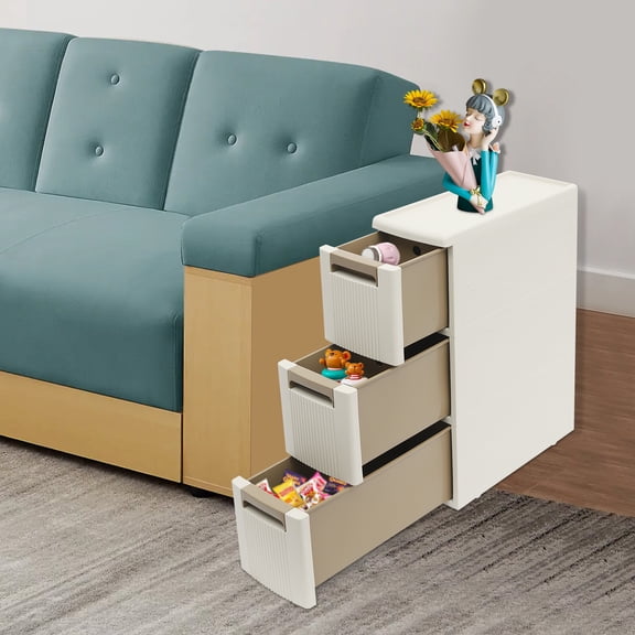 Rectangular Floorstanding Narrow Storage Cabinet Slim Rolling Cart Mobile Cart Container With 4 Wheels