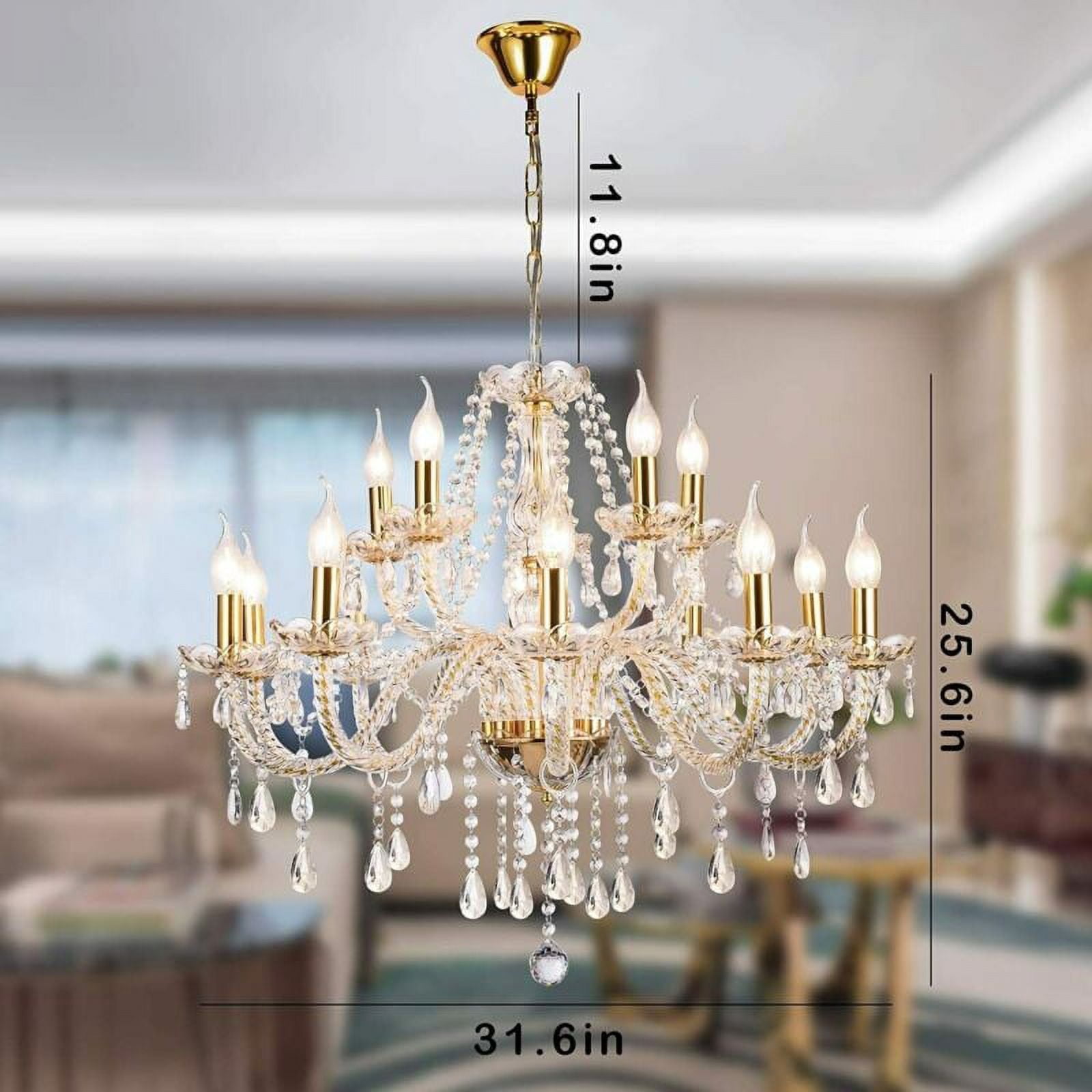 Crystal Candle Chandeliers Lighting 15 Lights Pendant Ceiling Fixture Lamp  Elegant Decoration