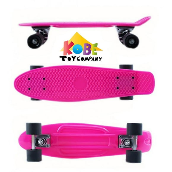 KOBE PENNY SKATEBOARD - 22" Deck - STANDARD Retro Mini Cruiser - Waffle Surface - for Kids and Adults - Pink