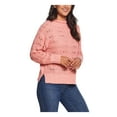 thumbnail image 3 of WEATHERPROOF VINTAGE Womens Pink Textured Ribbed Long Sleeve Funnel Neck Sweater M, 3 of 4
