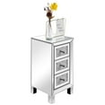 thumbnail image 1 of Modern and Contemporary Mirror Surface With Diamond 3-Drawers Nightstand Bedside Table, 1 of 9