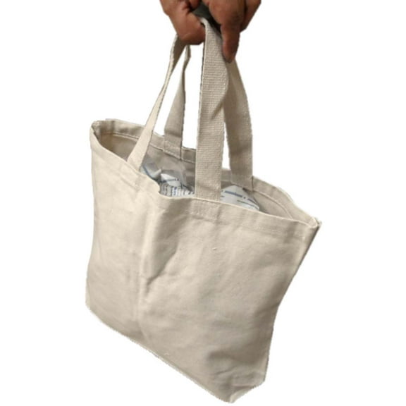 ARTIST'S BEST (2 Pack) Reusable Cotton Canvas Bag | 14" x 12" (35.6 cm x 30.5 cm) with 3" (7.6 cm) Gusset | Natural Color, 10oz Cotton | Eco-Friendly & Customizable | Strong Handles