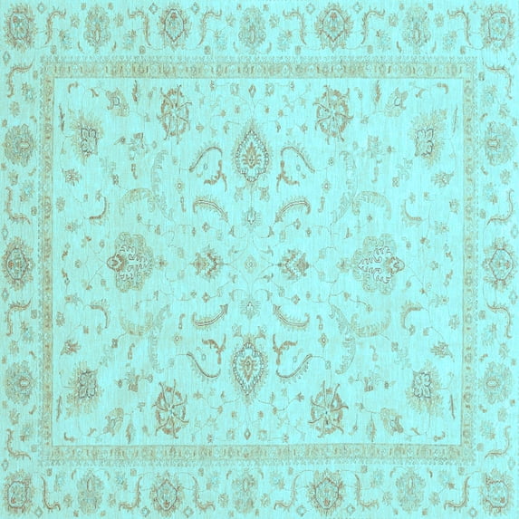 Ahgly Company Indoor Square Oriental Light Blue Traditional Area Rugs, 3' Square