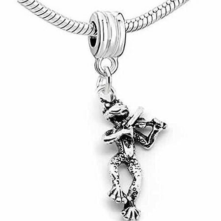 - Frog Playing Violin Dangle Charm European Bead Compatible for Most European Snake Chain Bracelet