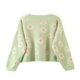 thumbnail image 2 of Cardigan Tricoté pour Femmes Manches Longues Col en V Pull Imprimé Simple Boutonnage Mode Urbaine, 2 of 6