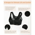 thumbnail image 6 of Exerin Women's Back Support Front Closure Bra Full Coverage Non Padded Wirefree(Black,38D), 6 of 6