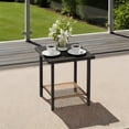 thumbnail image 5 of Deersky Outdoor Side Table, 17.7" Square Patio End Table with Lower Wicker Shelf, All-Weather Metal Frame Accent Table for Porch, Balcony, Backyard, Black, 5 of 8