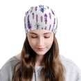 thumbnail image 2 of Naloa Lavender Flowers Soft Beanie Hat, Knit Beanie Daily Beanie in Fine Knit for Women Men Winter Travel, Outdoor, 2 of 7