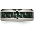 thumbnail image 4 of Chisel Stainless Steel Polished with Black and Green Carbon Fiber Inlay 8.2mm Band - Ring Size 7.5, 4 of 8