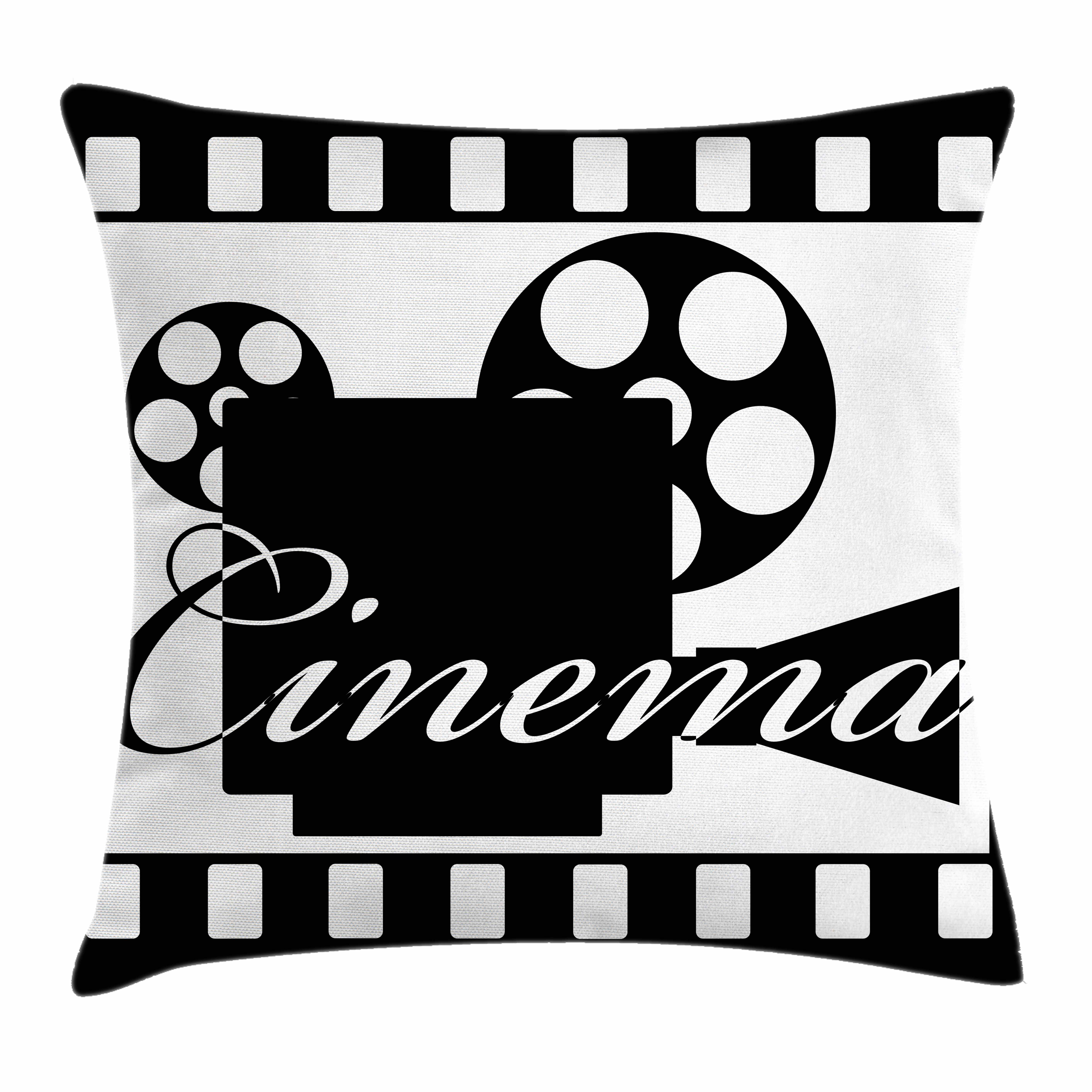 Movie Theater Throw Pillow Cushion Cover Monochrome Cinema