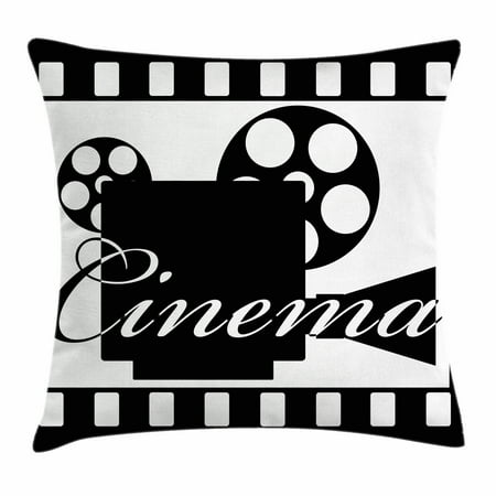 Movie Theater Throw Pillow Cushion Cover Monochrome Cinema