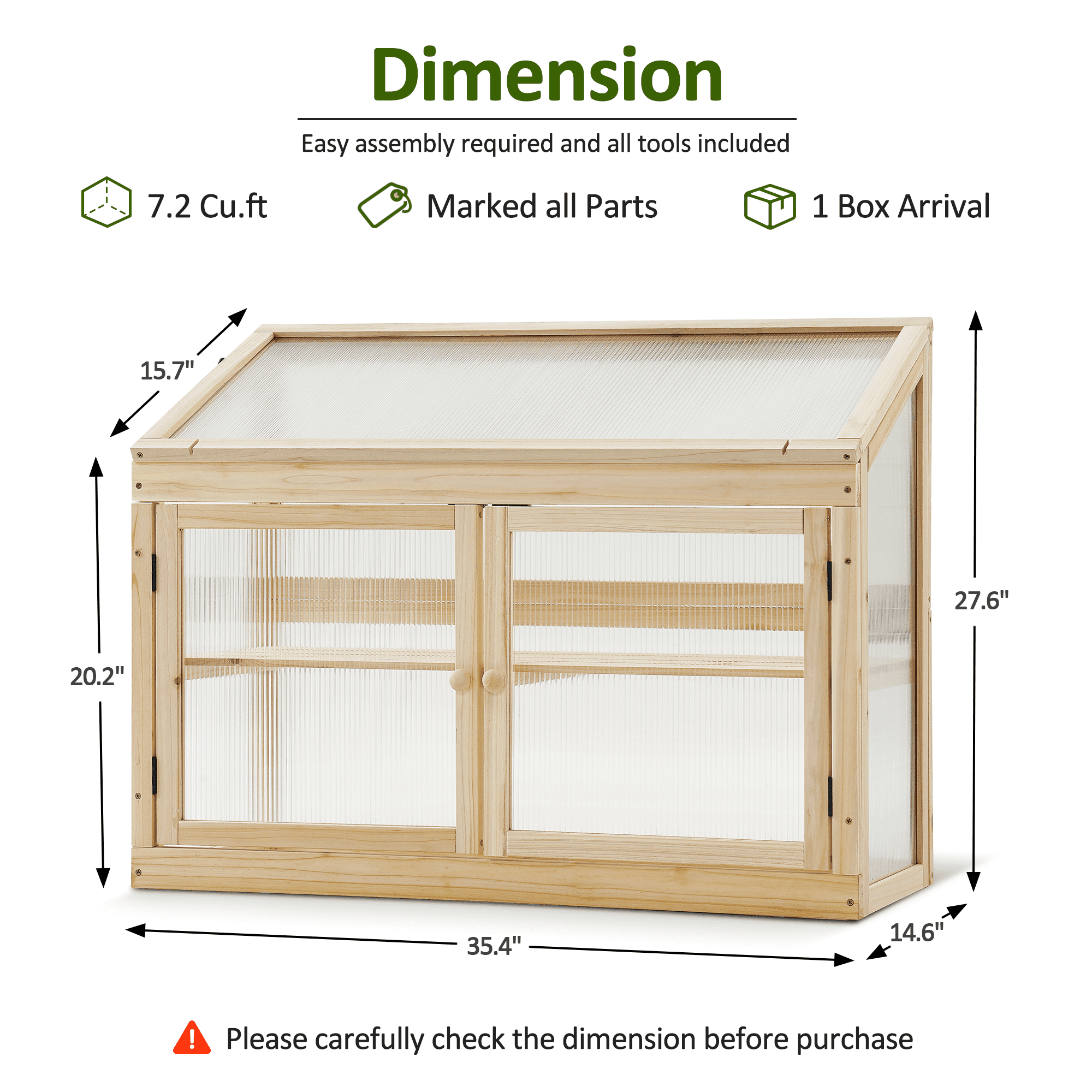 MCombo 2-Tier Wooden Cold Frame Garden Greenhouse 0160 (Natural)
