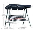 thumbnail image 3 of Outsunny 3-Seat Patio Swing Chair with Adjustable Canopy Blue and White, 3 of 10