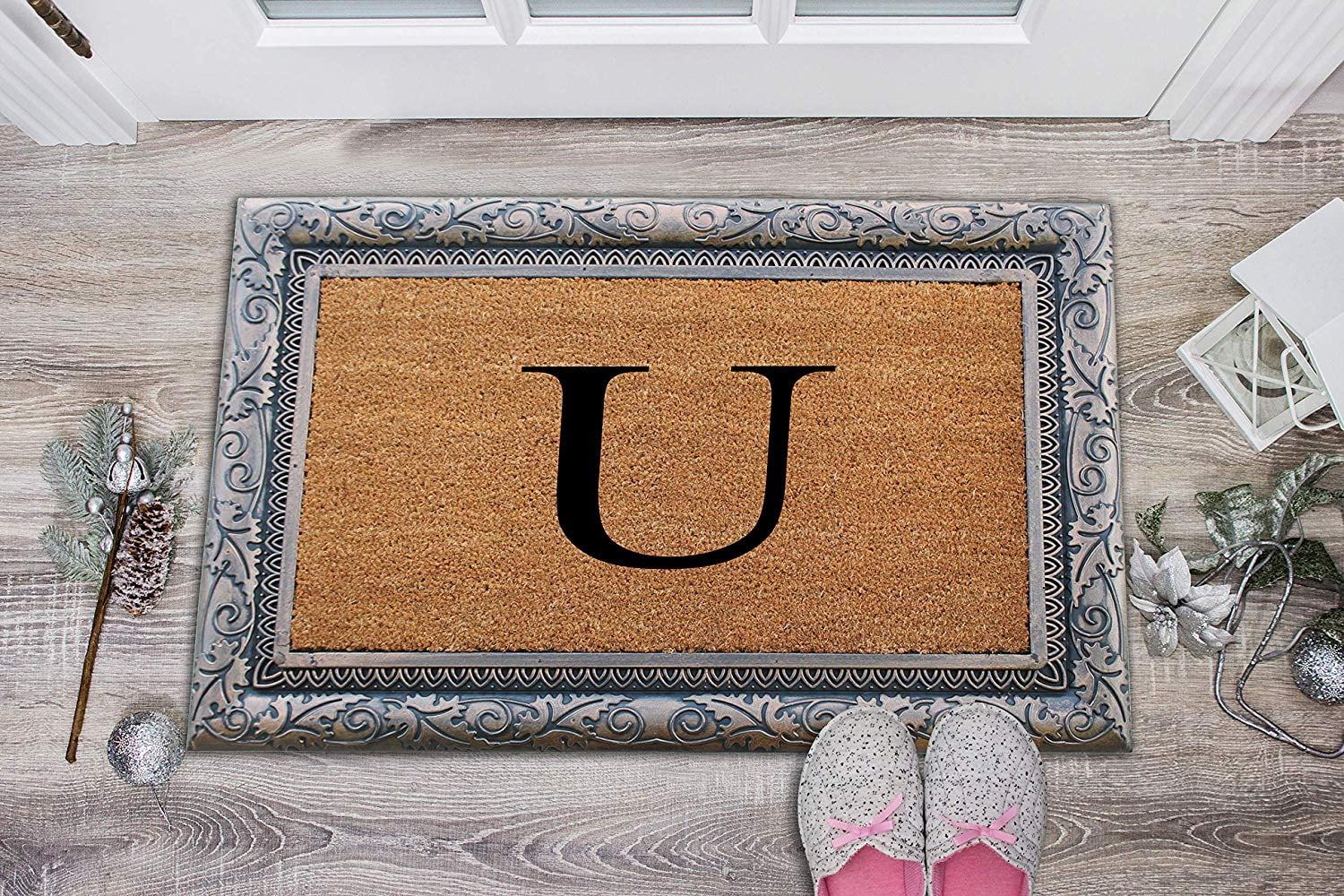 A1HC First Impression Rubber and Coir Albena 24" X 36" Bronze Finished Heavy Duty Monogrammed Doormat