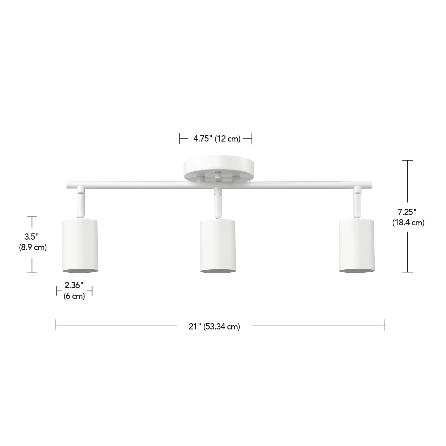 Globe Electric 21" 3-Light Matte White Track Lighting with Pivoting Track Heads