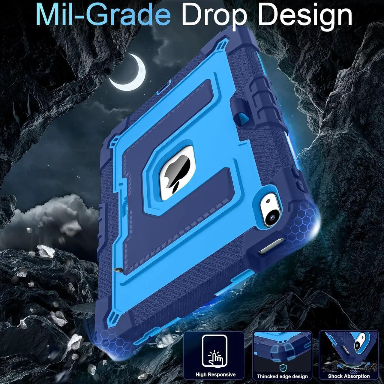 Case for iPad (A16) 11th Generation 11 Inch 2025, iPad 10th Generation 10.9 Inch 2022, Fully-Body Rugged Shockproof Protective Cover with Kickstand Pencil Holder Shoulder Strap