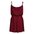 thumbnail image 3 of Birdeem Women Summer Plus Size Solid Sleeveless V-Neck Rompers Short Jumpsuits Rompers, 3 of 7
