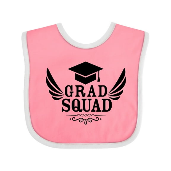 Inktastic Grad Squad with Graduation Cap and Wings Boys or Girls Baby Bib