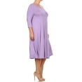 thumbnail image 3 of Women's Plus Size Casual 3/4 Sleeves Basic A-Line Pleated Solid Midi Dress, 3 of 5