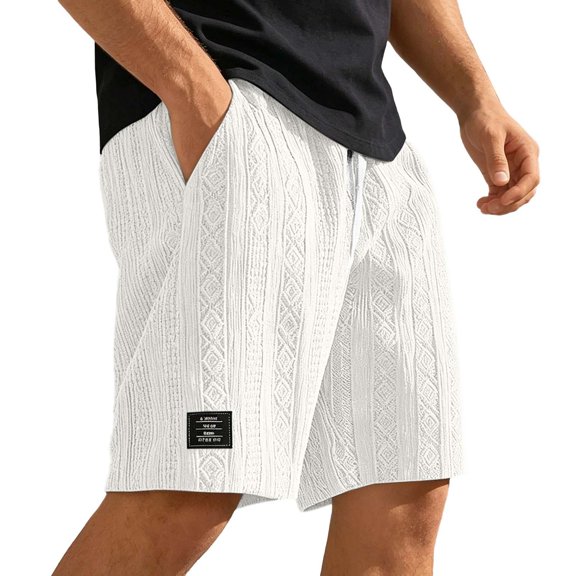 Yuncity Shorts For Mens Drawstring High Waist Elastic Solid Color Loose Fit Summer Comfortable Outdoor Daily Wear Men's Shorts Size L Beige