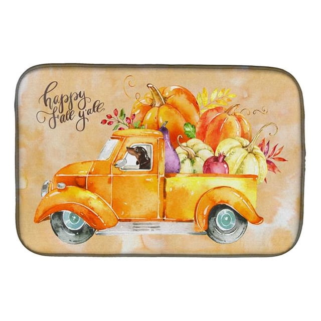 Carolines Treasures CK2655DDM Fall Harvest Dachshund Dish Drying Mat